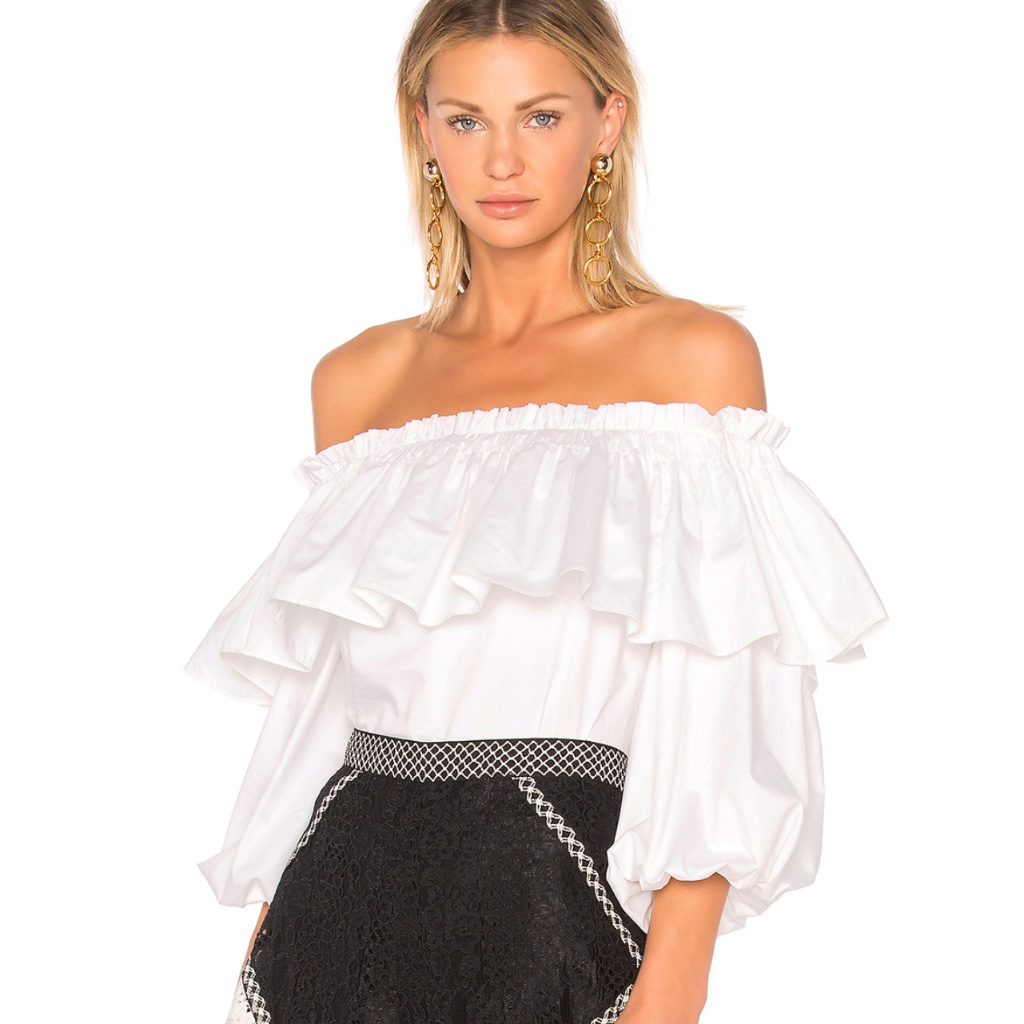 Alexis Barbie White Off The Shoulder Ruffle Top